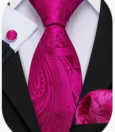 Dragonfruit - Silk Woven Necktie, Pocket Square and Cufflinks Set