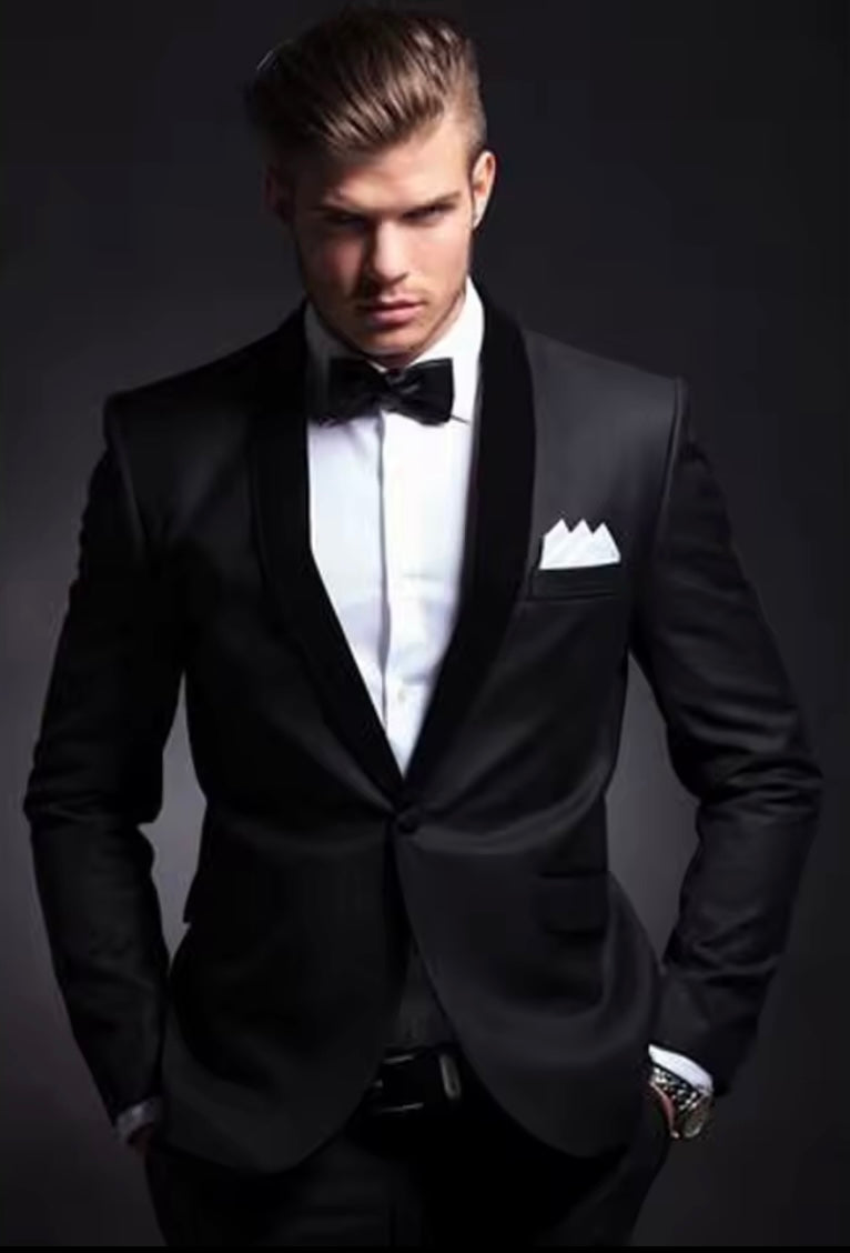 Item Forgiven - Black Velvet Shawl Collar Two Piece