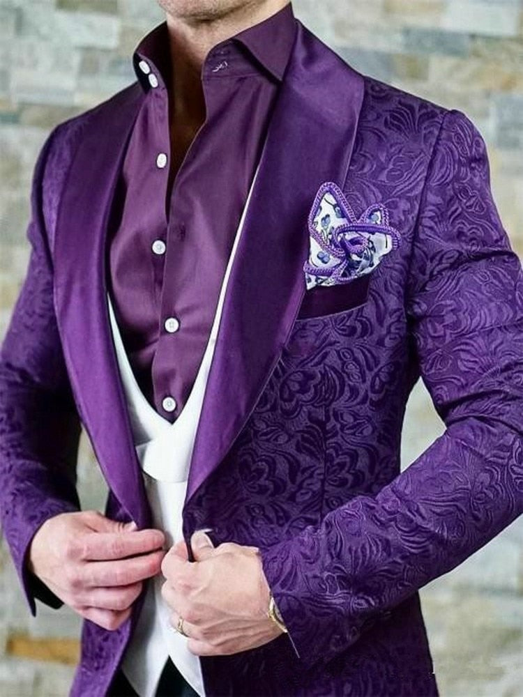 Item Value - Purple Jacquard Three Piece