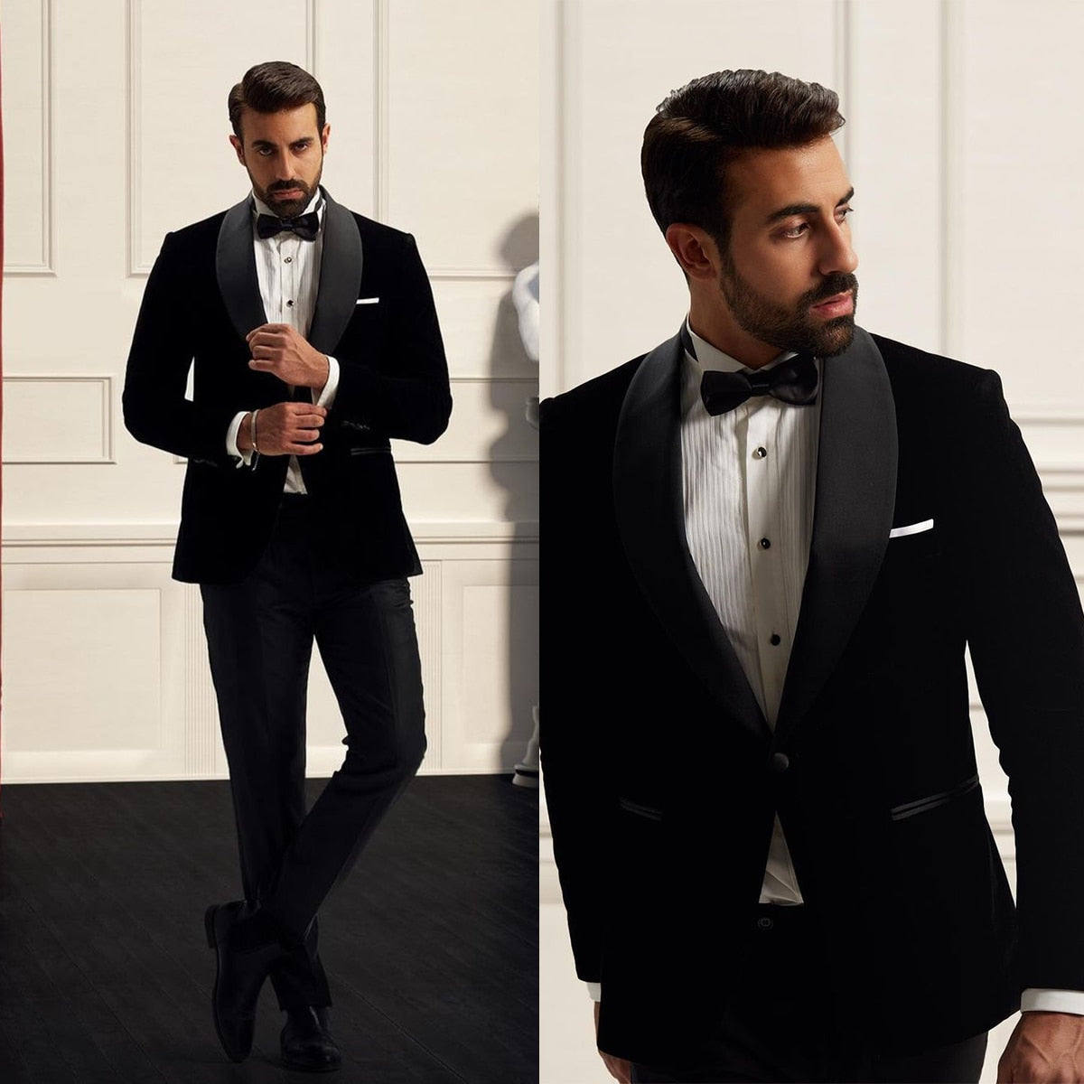 Item Blessed - Black Velvet Satin Lapel Two Piece