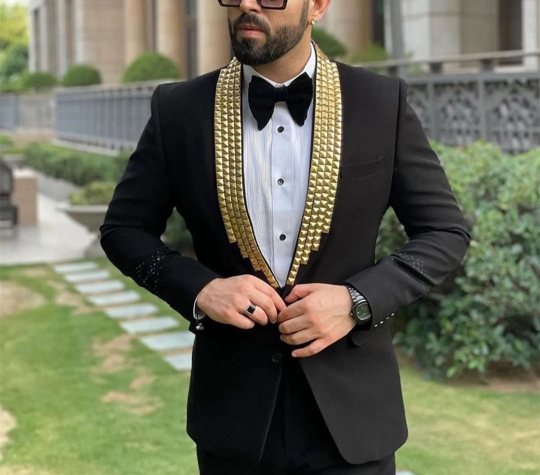 Item Magical - Black with Gold Beaded Lapel Two Piece