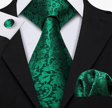 Emerald Light Green - Silk Woven Necktie, Pocket Square and Cufflinks Set