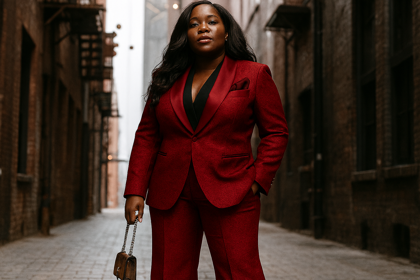 Item Fiery - Dark Burgundy Jacquard Two Piece