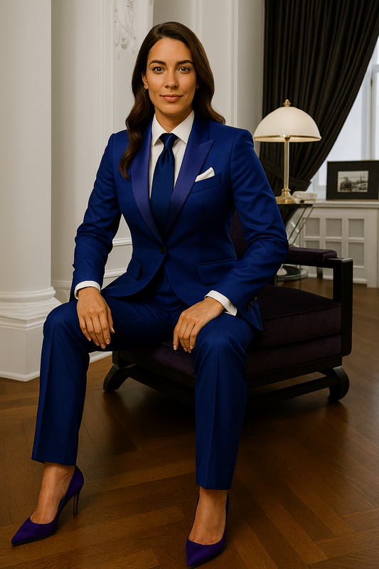 Item Driven - Royal Blue Satin Lapel Two Piece