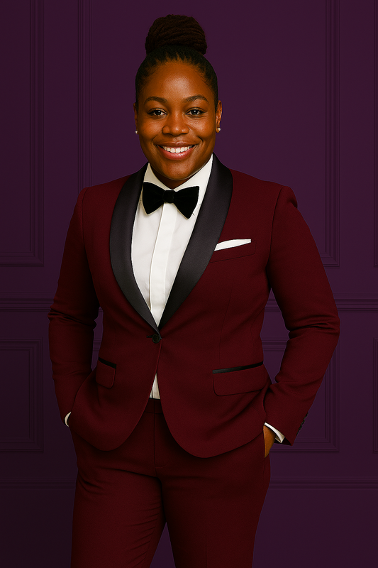 Item Devotion - Burgundy Black Satin Lapel Two Piece