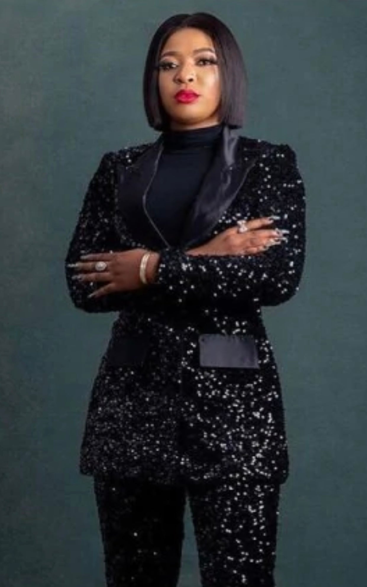 Item Unapologetic - Black Sequin with Satin Trim Two Piece