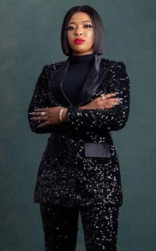 Item Unapologetic - Black Sequin with Satin Trim Two Piece