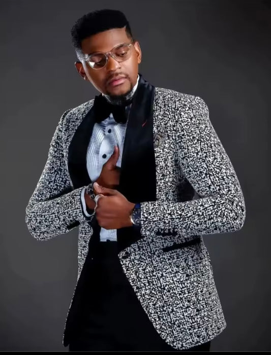 Item Alluring - Jacquard Black Velvet Shawl Lapel Two Piece