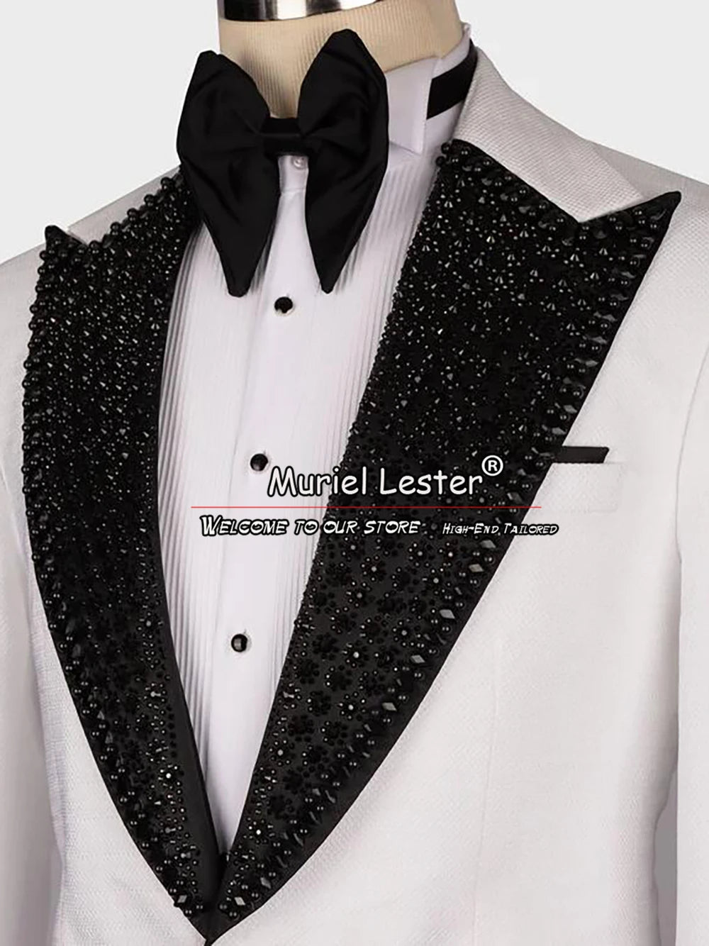 Luxury Groom Wedding Suits Luxury Formal Prom Party Tuxedo Tailor-Made Gem Stone Peaked Lapel Jacket Vest Pants 3 Pieces Dress